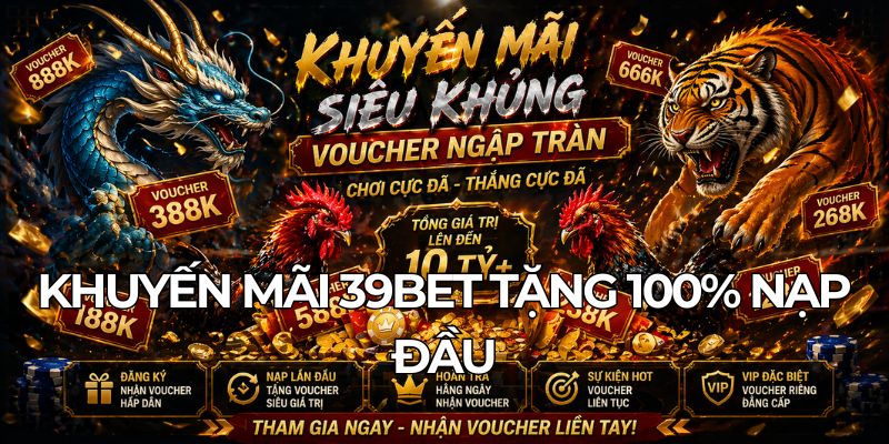 Khuyến mãi 39BET tặng 100% nạp đầu